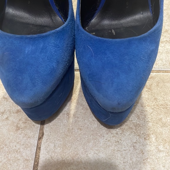 $900 Giuseppe Zanotti Blue Suede Debra Platform Heels  size 37 - Picture 3 of 10